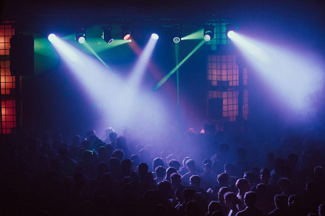Colorful stage lights at a live concert