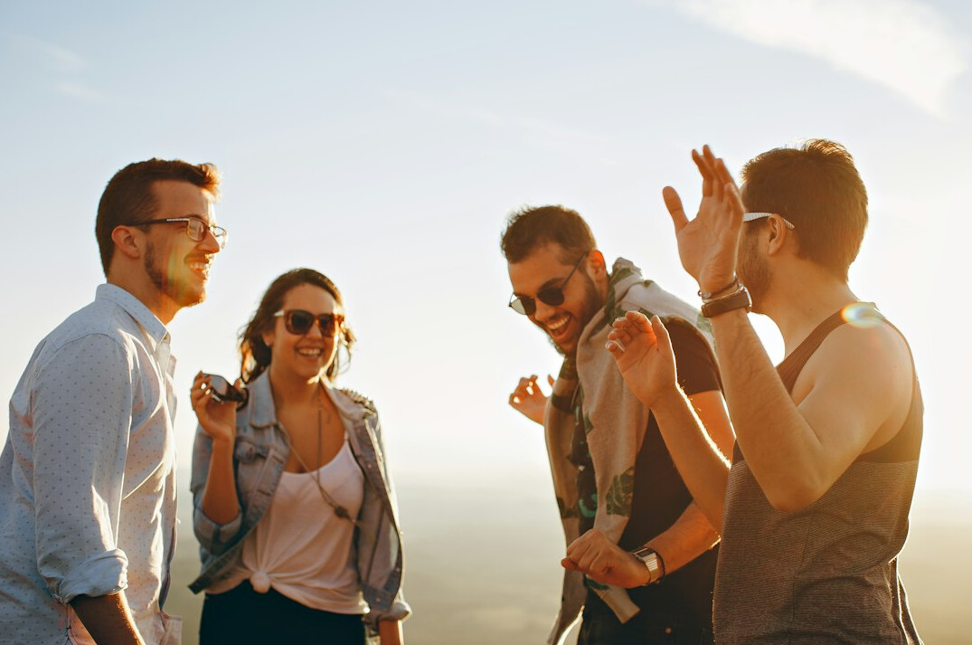 group of friends talking
